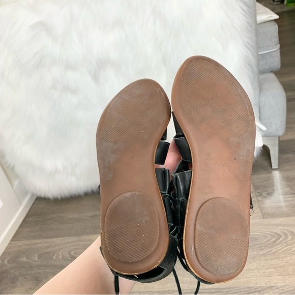 Loeffler Randall Skye Gladiator Sandals Lace Up Leather Black Flats Open toe 6 - Picture 12 of 14